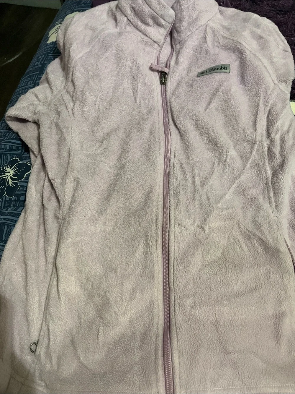 Columbia Light Pink Full-Zip Teddy Fleece Jacket